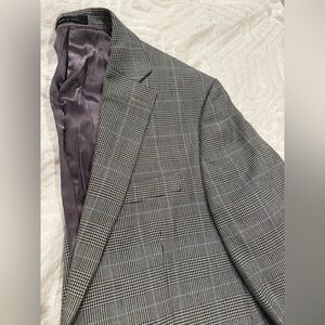 RALPH LAUREN HOUDSTOOTH PLAID SPORT COAT JACKET black blue 40S
